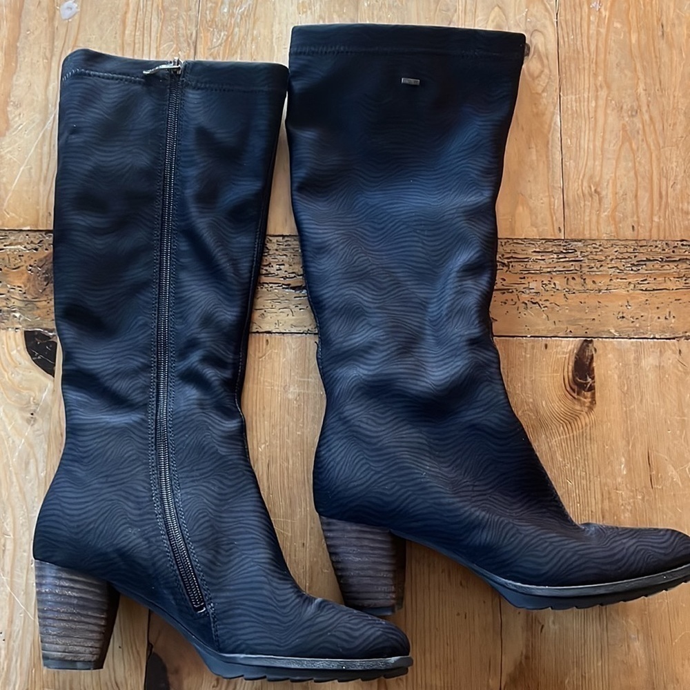 Ara luftpolster black gray gortex knee-high zip up city all weather boot 8